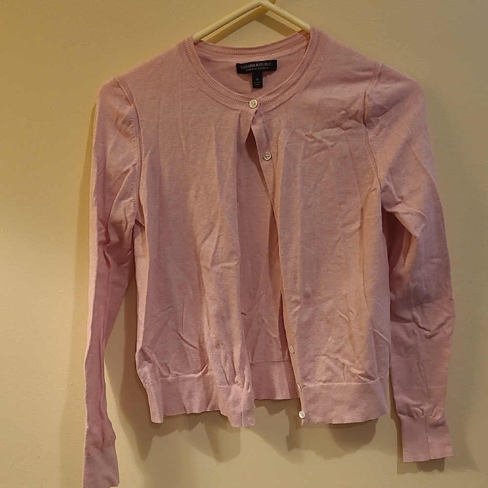 Banana Republic Soft Pink Button-Down Sweater